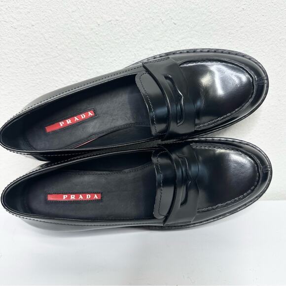Prada Monolith Penny Loafers Black Size 38 - Picture 7 of 8